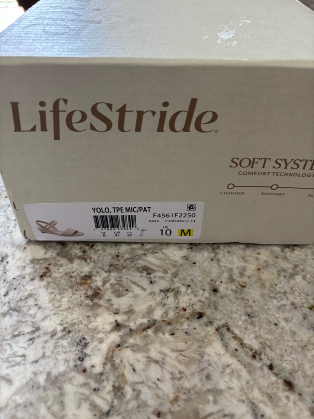 Life Stride Beige Open-Toe Slide Sandals - Picture 8 of 8